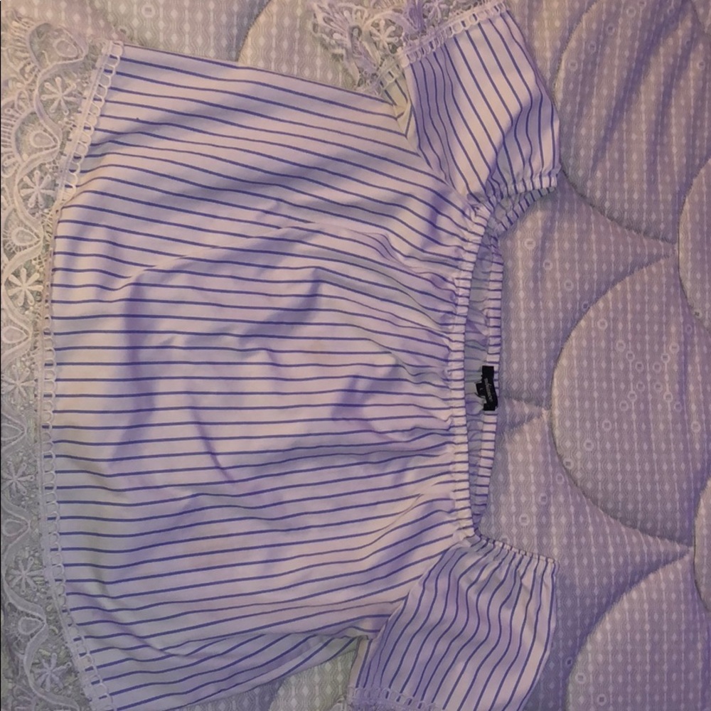 Striped Wide Neck/Off Shoulder Blouse